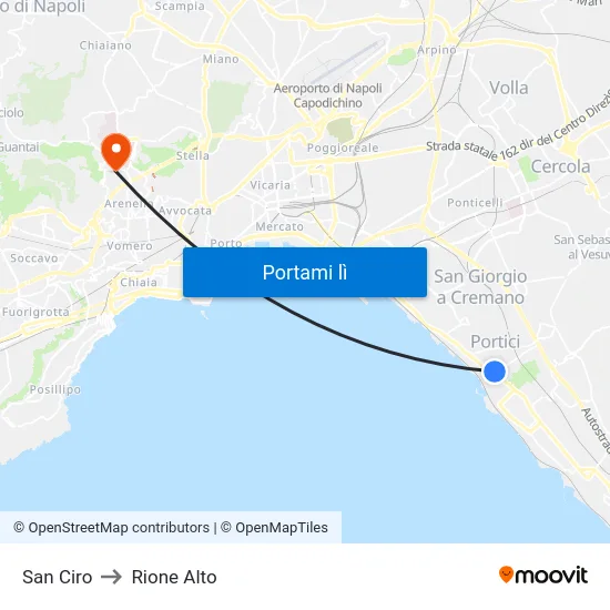 San Ciro to Rione Alto map