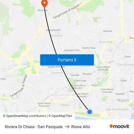 Riviera Di Chiaia - San Pasquale to Rione Alto map