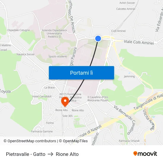 Pietravalle - Gatto to Rione Alto map