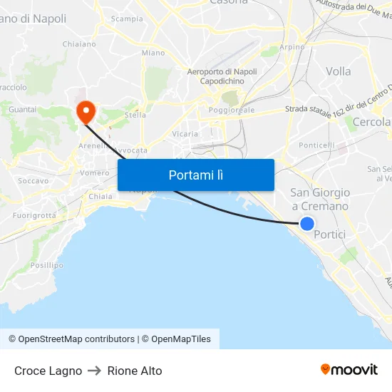Croce Lagno to Rione Alto map