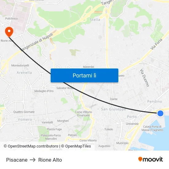 Pisacane to Rione Alto map