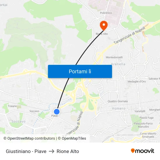 Giustiniano - Piave to Rione Alto map