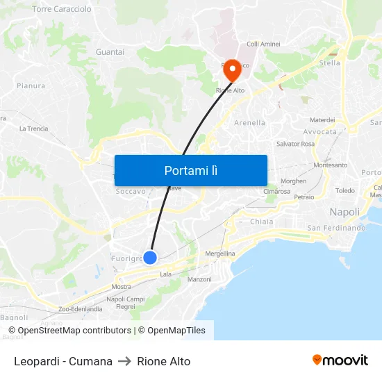 Leopardi - Cumana to Rione Alto map