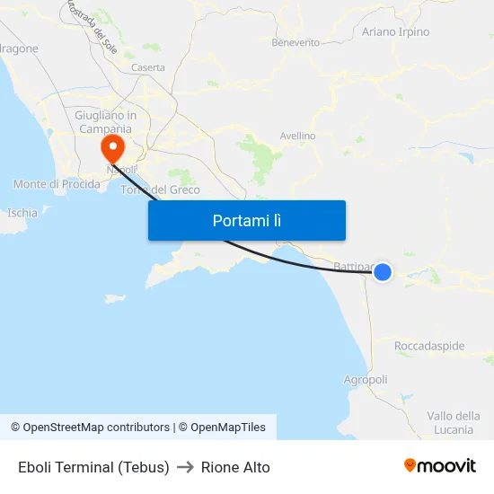 Eboli Terminal (Tebus) to Rione Alto map