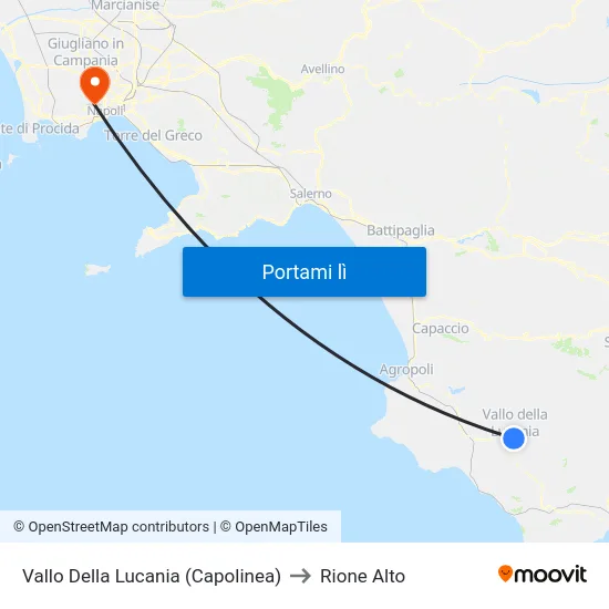 Vallo Della Lucania (Capolinea) to Rione Alto map