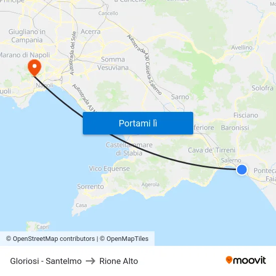 Gloriosi - Santelmo to Rione Alto map