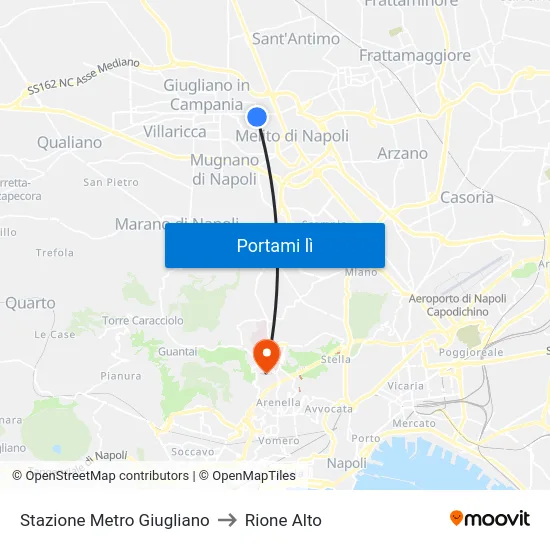 Stazione Metro Giugliano to Rione Alto map