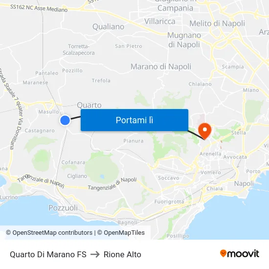 Quarto Di Marano FS to Rione Alto map