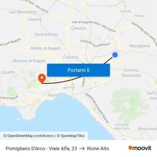 Pomigliano D'Arco - Viale Alfa, 23 to Rione Alto map