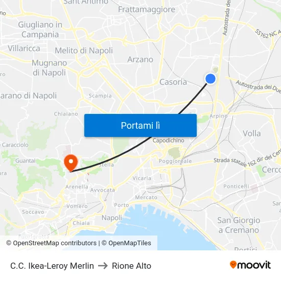 C.C. Ikea-Leroy Merlin to Rione Alto map