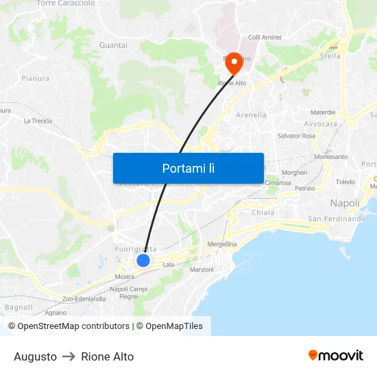 Augusto to Rione Alto map