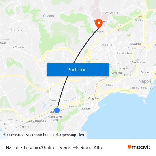 Napoli - Tecchio/Giulio Cesare to Rione Alto map