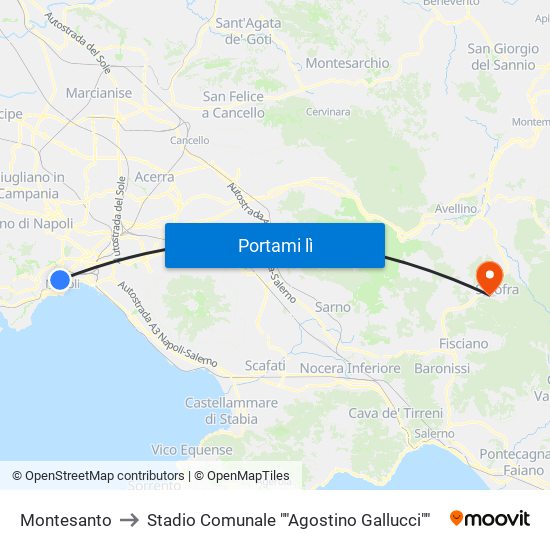 Montesanto to Stadio Comunale ""Agostino Gallucci"" map