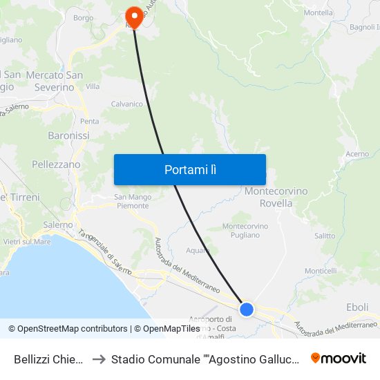 Bellizzi Chiesa to Stadio Comunale ""Agostino Gallucci"" map