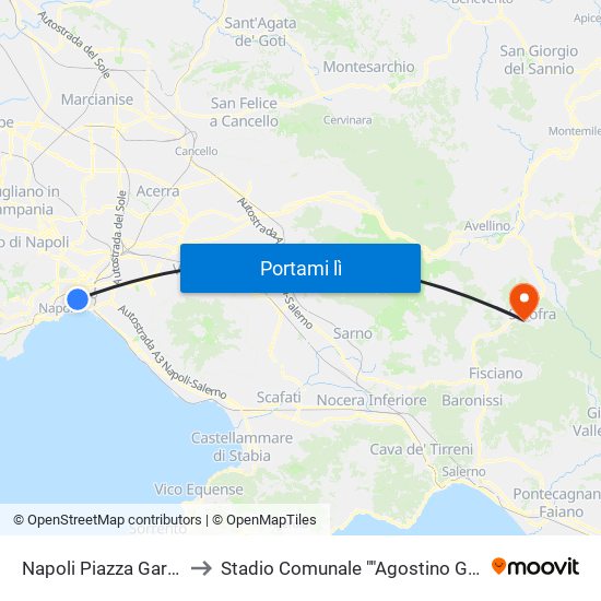 Napoli Piazza Garibaldi to Stadio Comunale ""Agostino Gallucci"" map