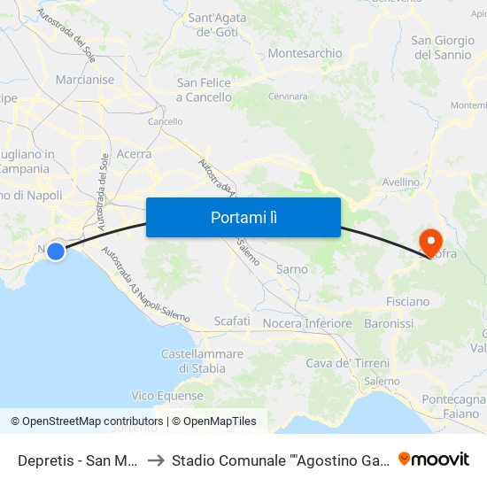 Depretis - San Marco to Stadio Comunale ""Agostino Gallucci"" map