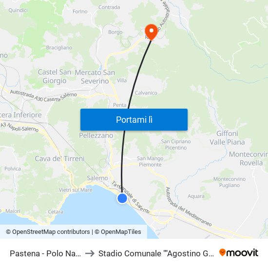 Pastena  - Polo Nautico to Stadio Comunale ""Agostino Gallucci"" map