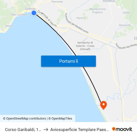 Corso Garibaldi, 118 to Aviosuperficie Templare Paestum map