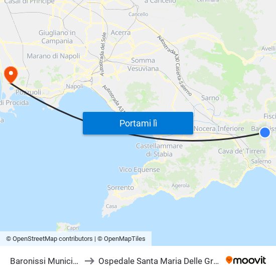 Baronissi Municipio to Ospedale Santa Maria Delle Grazie map