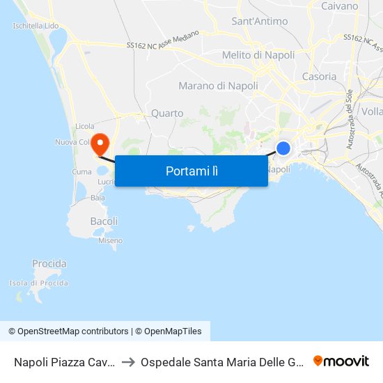 Napoli Piazza Cavour to Ospedale Santa Maria Delle Grazie map