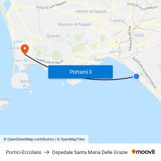 Portici-Ercolano to Ospedale Santa Maria Delle Grazie map