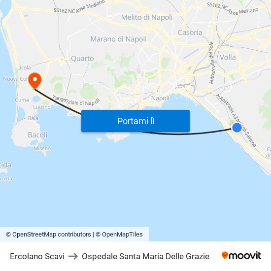 Ercolano Scavi to Ospedale Santa Maria Delle Grazie map