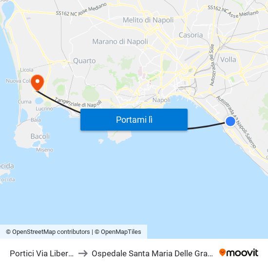 Portici Via Libertà to Ospedale Santa Maria Delle Grazie map