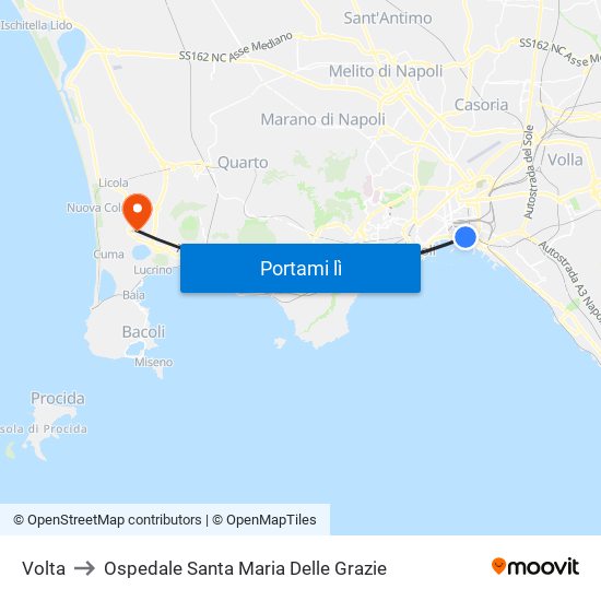 Volta to Ospedale Santa Maria Delle Grazie map