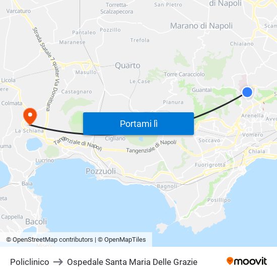 Policlinico to Ospedale Santa Maria Delle Grazie map