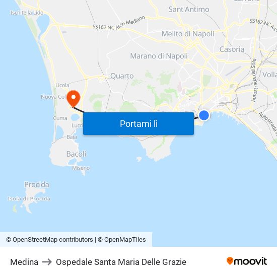 Medina to Ospedale Santa Maria Delle Grazie map