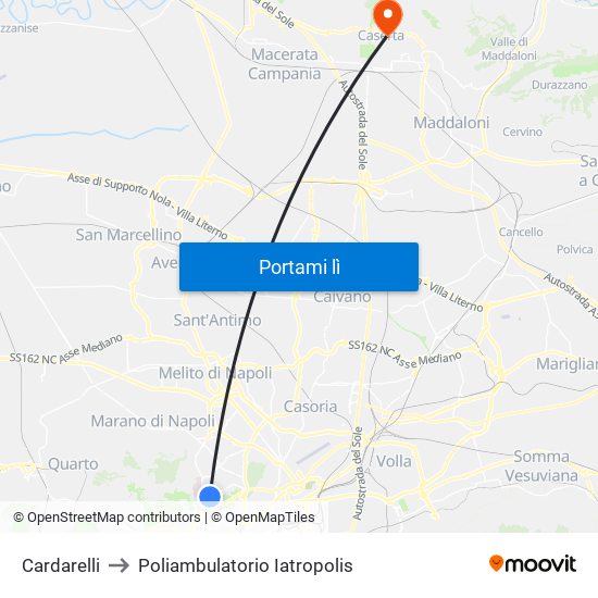 Cardarelli to Poliambulatorio Iatropolis map