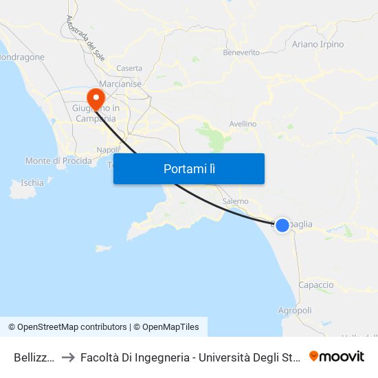 Bellizzi Chiesa to Facoltà Di Ingegneria - Università Degli Studi Della Campania Luigi Vanvitelli map