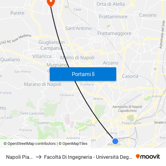 Napoli Piazza Garibaldi to Facoltà Di Ingegneria - Università Degli Studi Della Campania Luigi Vanvitelli map