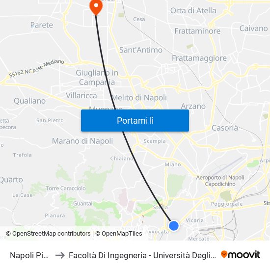 Napoli Piazza Cavour to Facoltà Di Ingegneria - Università Degli Studi Della Campania Luigi Vanvitelli map