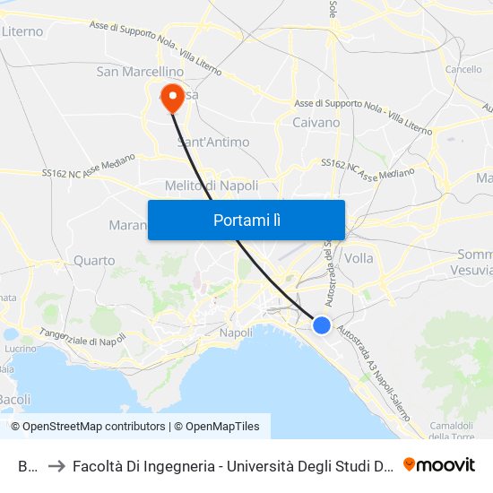 Barra to Facoltà Di Ingegneria - Università Degli Studi Della Campania Luigi Vanvitelli map