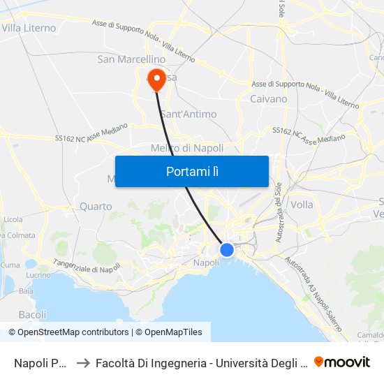Napoli Porta Nolana to Facoltà Di Ingegneria - Università Degli Studi Della Campania Luigi Vanvitelli map