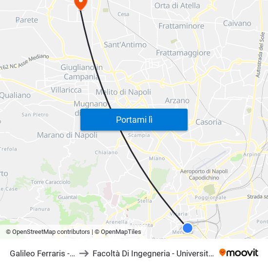 Galileo Ferraris - Circumvesuviana E.A.V. to Facoltà Di Ingegneria - Università Degli Studi Della Campania Luigi Vanvitelli map