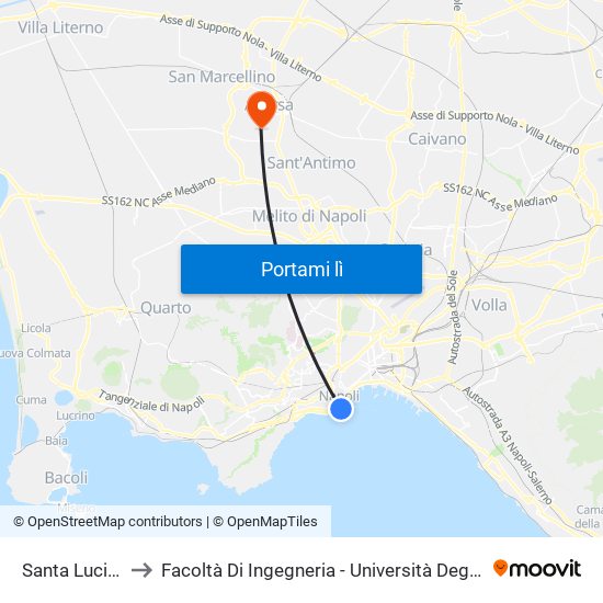 Santa Lucia - Plebiscito to Facoltà Di Ingegneria - Università Degli Studi Della Campania Luigi Vanvitelli map