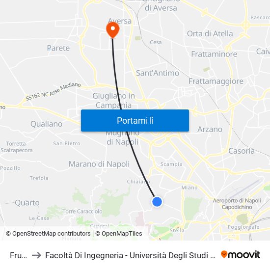 Frullone to Facoltà Di Ingegneria - Università Degli Studi Della Campania Luigi Vanvitelli map