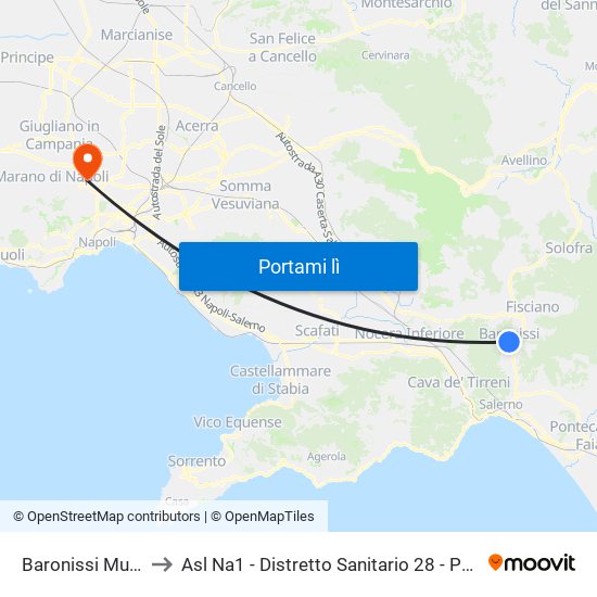 Baronissi Municipio to Asl Na1 - Distretto Sanitario 28 - Poliambulatorio map