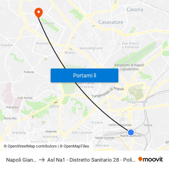 Napoli Gianturco to Asl Na1 - Distretto Sanitario 28 - Poliambulatorio map