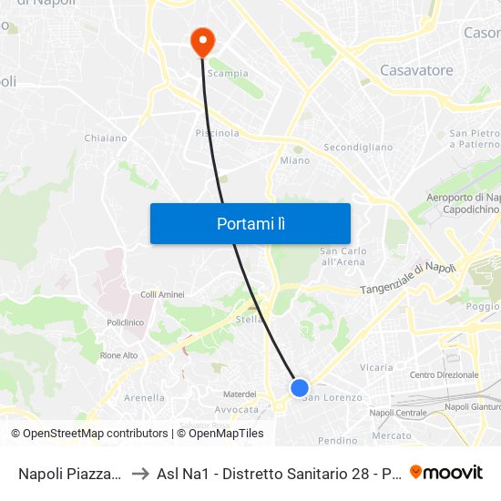 Napoli Piazza Cavour to Asl Na1 - Distretto Sanitario 28 - Poliambulatorio map