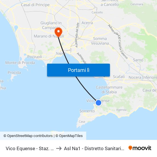 Vico Equense - Staz. Circumvesuviana to Asl Na1 - Distretto Sanitario 28 - Poliambulatorio map