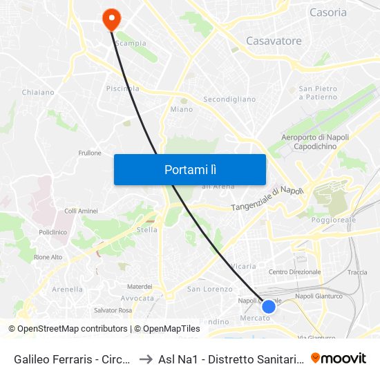 Galileo Ferraris - Circumvesuviana E.A.V. to Asl Na1 - Distretto Sanitario 28 - Poliambulatorio map