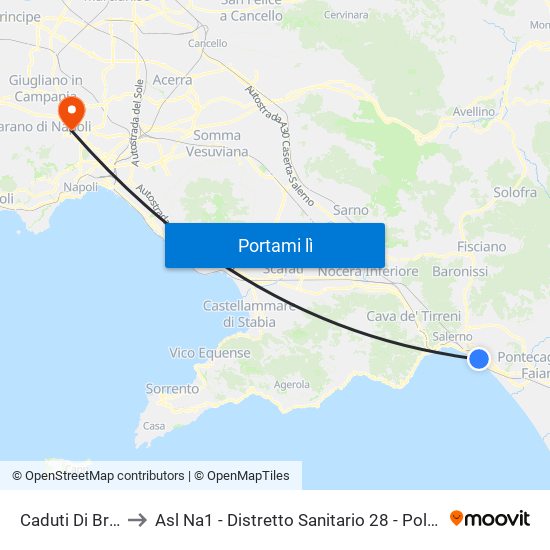 Caduti Di Brescia to Asl Na1 - Distretto Sanitario 28 - Poliambulatorio map