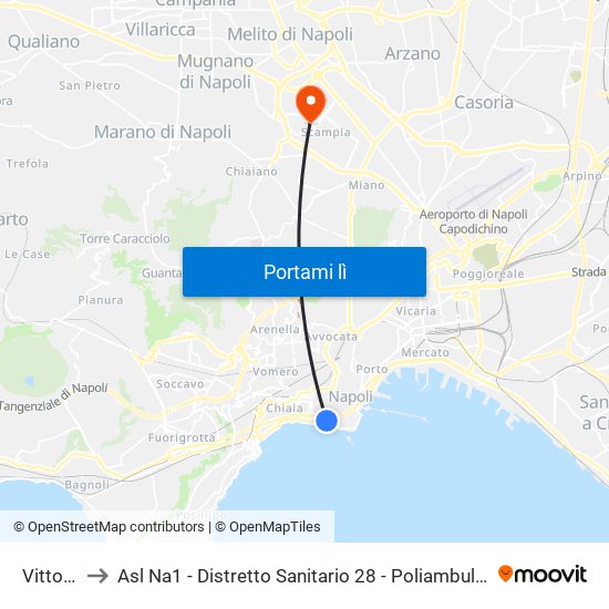 Vittoria to Asl Na1 - Distretto Sanitario 28 - Poliambulatorio map