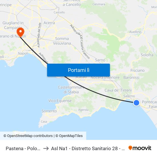 Pastena  - Polo Nautico to Asl Na1 - Distretto Sanitario 28 - Poliambulatorio map