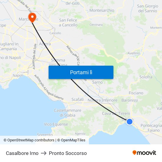 Casalbore Irno to Pronto Soccorso map