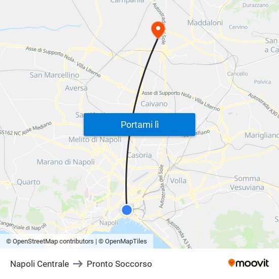 Napoli Centrale to Pronto Soccorso map
