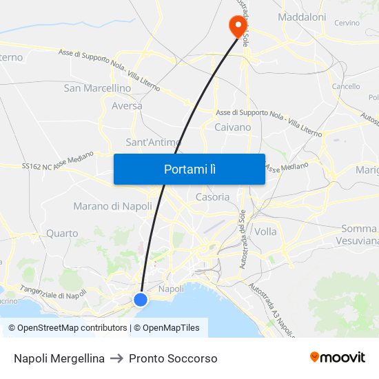 Napoli Mergellina to Pronto Soccorso map